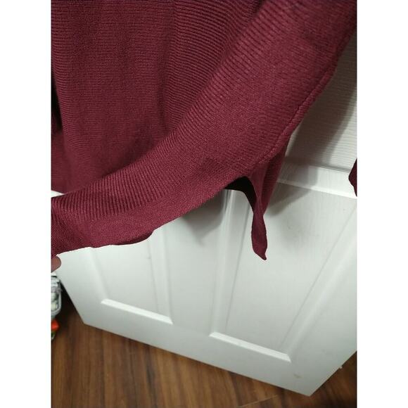 Drrita Woman M Sweater Burgundy Turtleneck Batwing Pullover Hi Low Hem Tunic - Picture 5 of 9
